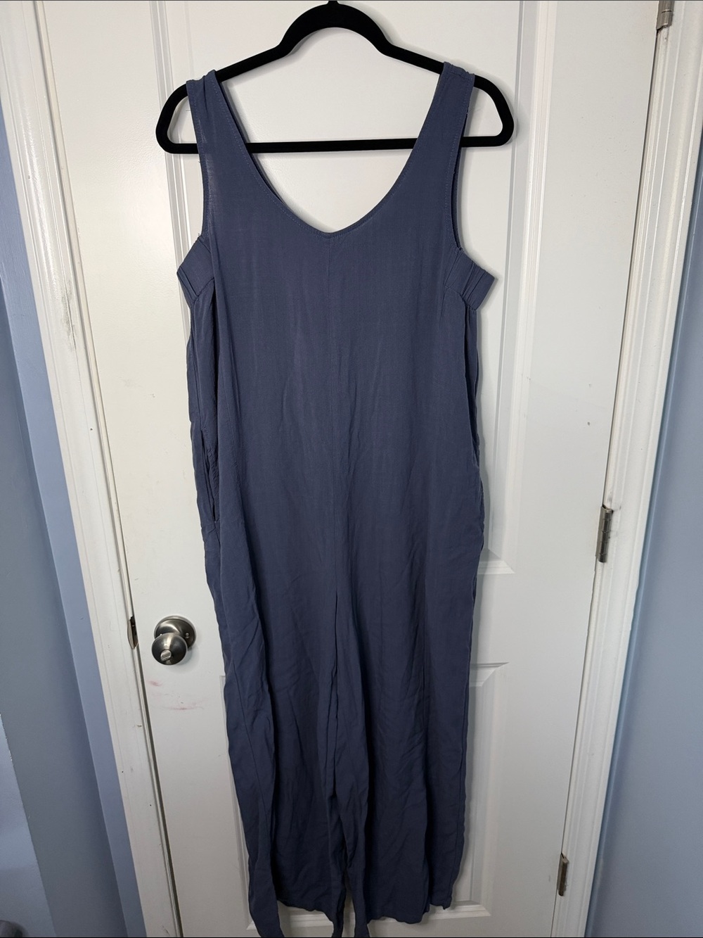 Sleeveless Wide-Leg Jumpsuit in Dusty Blue